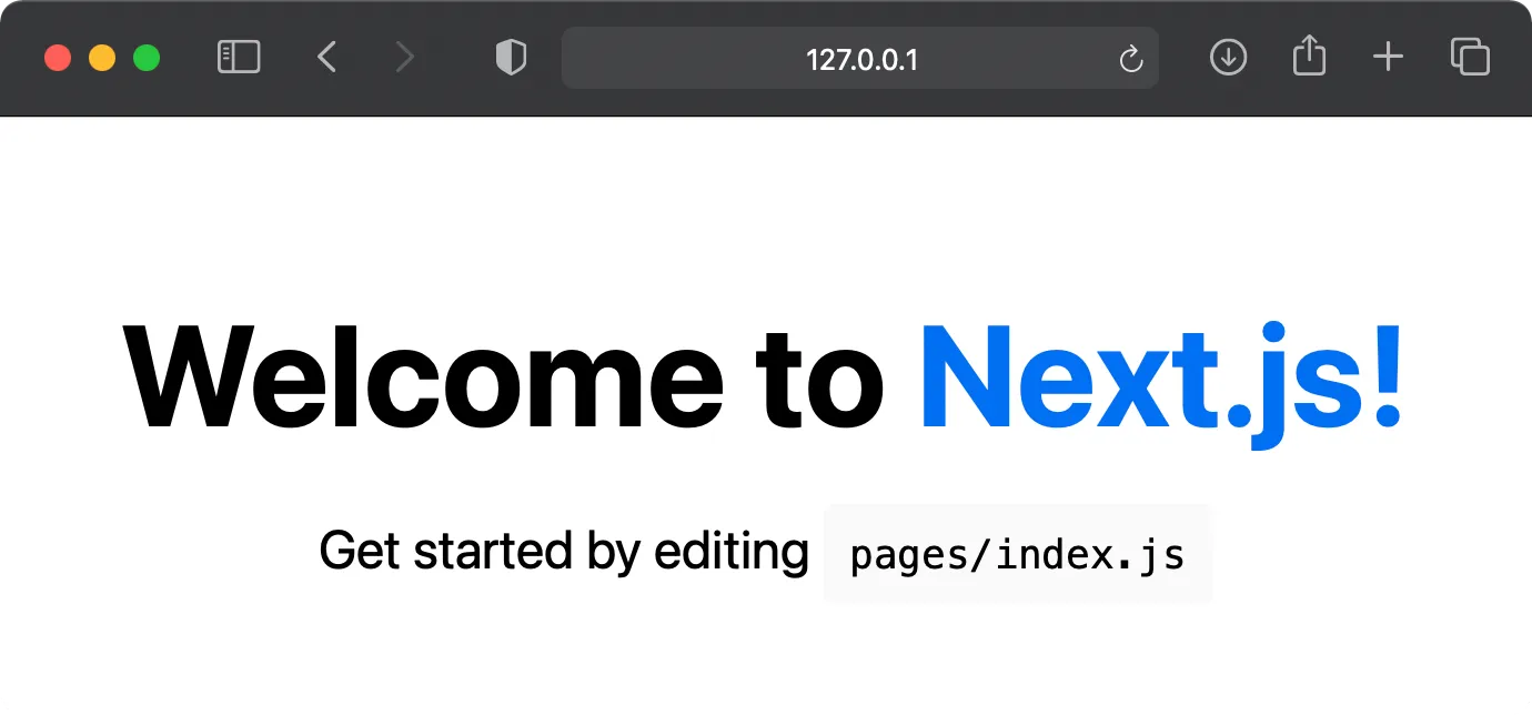 Next.js app running in a web browser